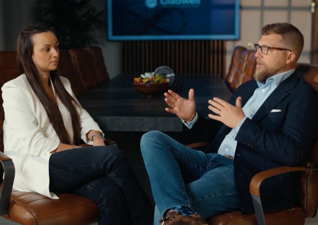 Dr. Jason Gladwell and Emily Abecasis discussing execution and accountability